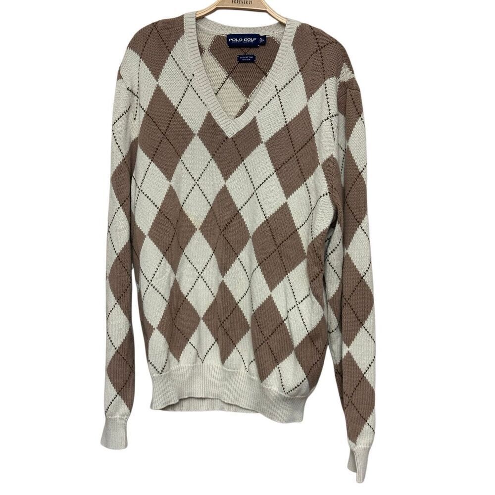 Vintage Polo Ralph Lauren argyle V-neck sweater Size: L